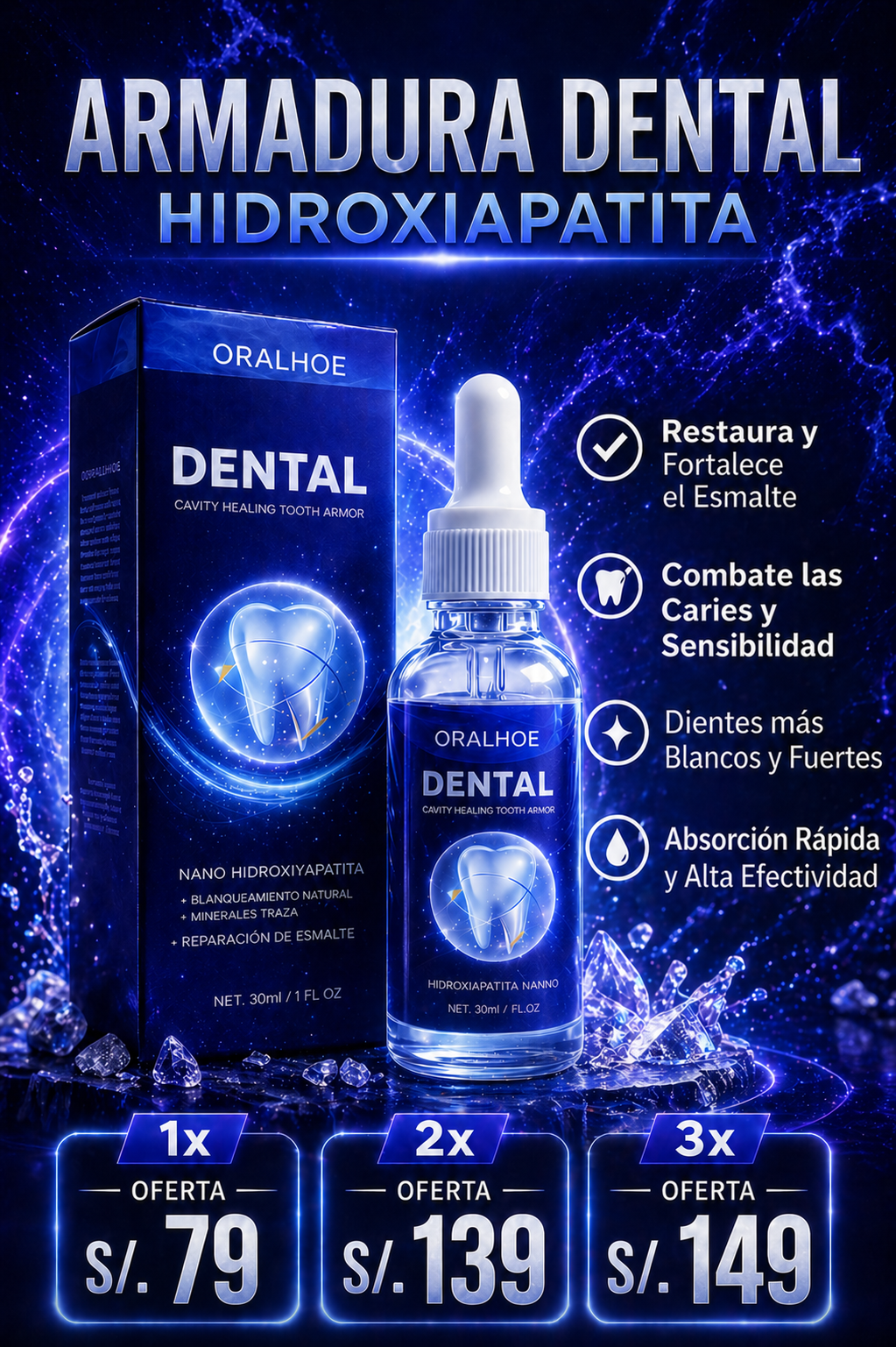 ORALHOE DENTAL HIDROXIAPATITA – GOTAS REPARADORAS DE DIENTES